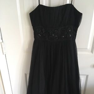 Beaded Black Spaghetti Strap Dress
